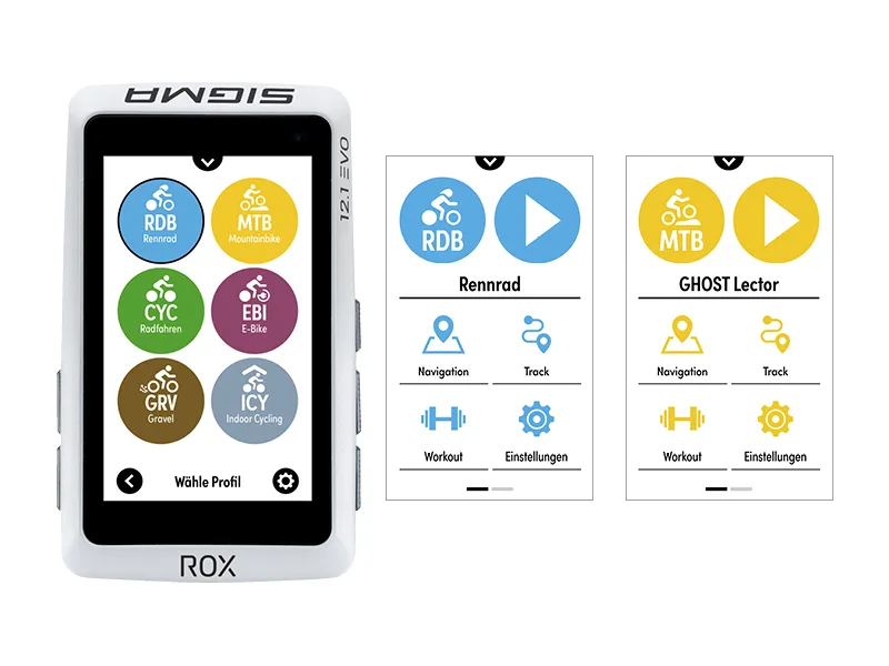 Sigma ROX 12.1 EVO Basic Set - White Bicycle Navigation System Europe Bluetooth GPS GLONASS Version 2 White - Individuelle Sportprofile