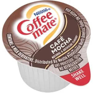 Coffee Mate Liquid .375oz 4 Flavor Variety 200 Count including Original Cafe Mocha French Vanilla & Hazelnut - Cafe Mocha