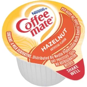 Coffee Mate Liquid .375oz 4 Flavor Variety 200 Count including Original Cafe Mocha French Vanilla & Hazelnut - hazelnut cup