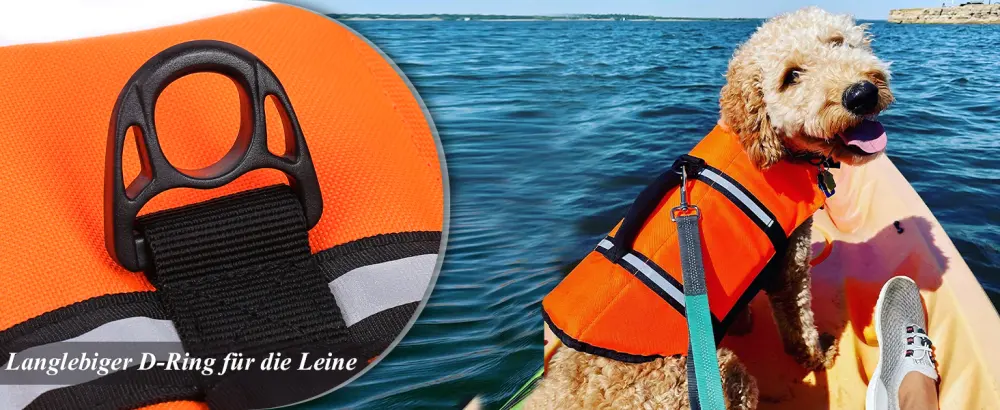 Vivaglory Ripstop Dogs Lifeguard For Small Medium Boat Dog Wallpage with improved buoyancy & visibility Cyan M: 53-63cm (chest circumference) Cyan - Durable D-ring