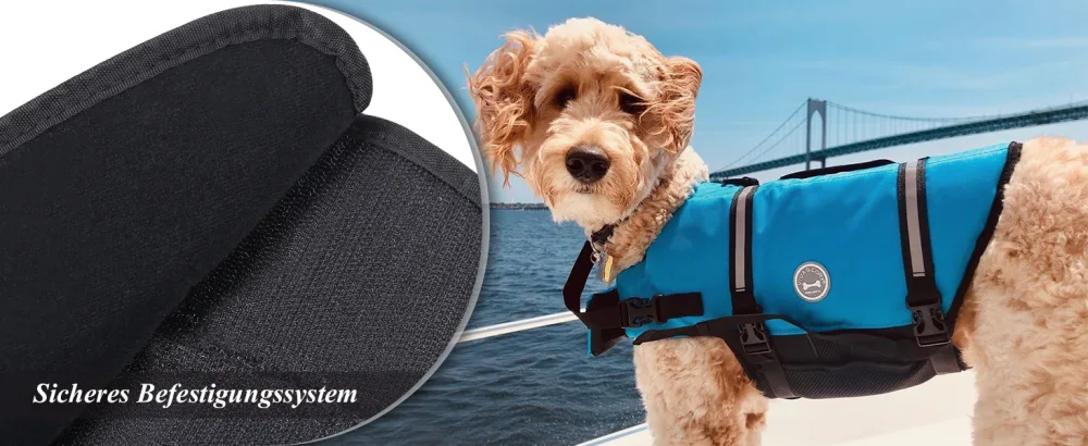 Vivaglory Ripstop Dogs Lifeguard For Small Medium Boat Dog Wallpage with improved buoyancy & visibility Cyan M: 53-63cm (chest circumference) Cyan - Hook&Loop Closure