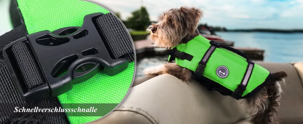 Vivaglory Ripstop Dogs Lifeguard For Small Medium Boat Dog Wallpage with improved buoyancy & visibility Cyan M: 53-63cm (chest circumference) Cyan - Quick-release Buckle