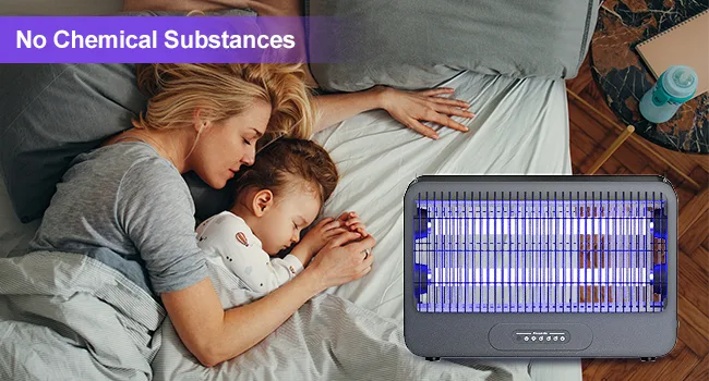 Insect destroyer Electrically double -sided grille fly trap electrically with remote control 4000V mosquito trap Effective detection range 100 m Suitable for kitchen bedroom office (gray - Insektenvernichter