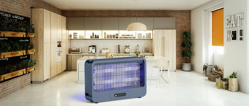 Insect destroyer Electrically double -sided grille fly trap electrically with remote control 4000V mosquito trap Effective detection range 100 m Suitable for kitchen bedroom office (gray - Insektenvernichter Elektrisch