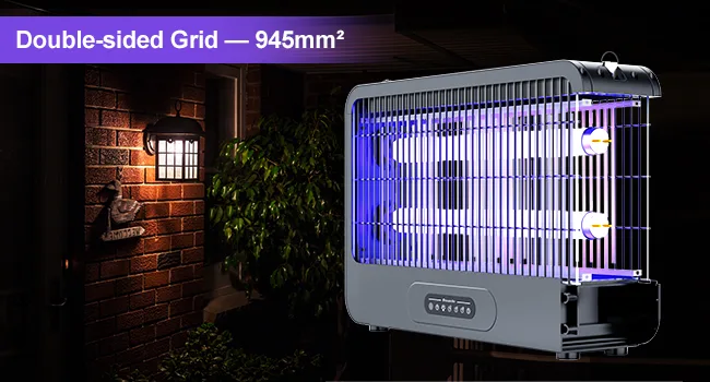 Fethfire insect destruction electrically 4000V fly trap electrically with remote control 20W mosquito trap effective 100 m suitable for kitchen living room office contain two replacement lamps (black) - Insektenvernichter