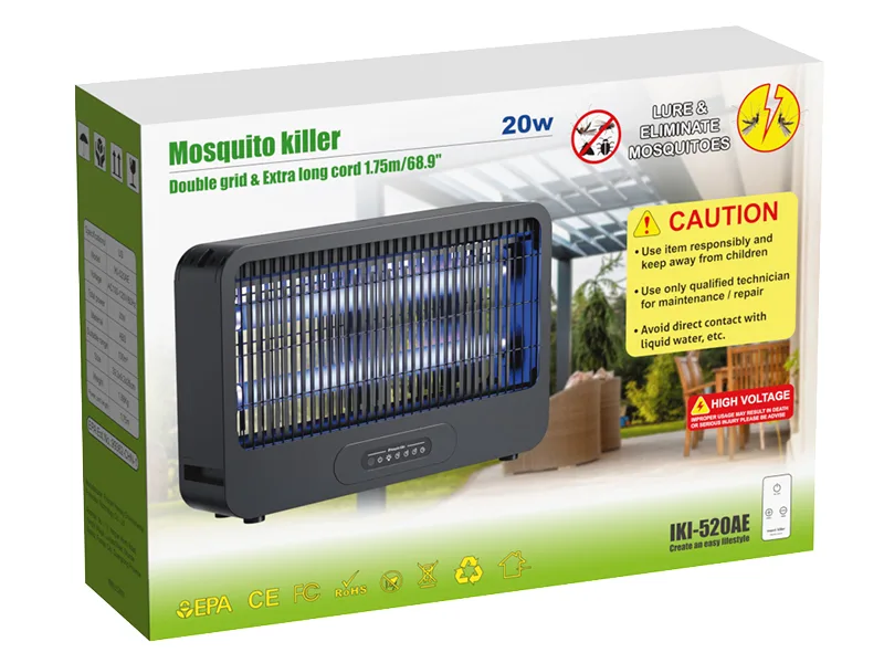 Fethfire insect destruction electrically 4000V fly trap electrically with remote control 20W mosquito trap effective 100 m suitable for kitchen living room office contain two replacement lamps (black) - Insektenvernichter