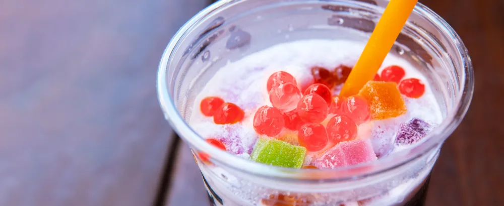 Bubble Tea Pearls POMEGRANATE 490 GRAMS Boba Fruit Pearls vegan gluten-free and more content - Bubble Tea
