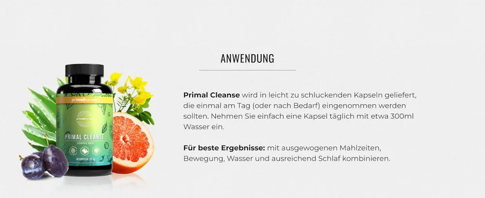 Primal Cleanse body pure - 60 portions (1 capsules per day) - laboratory testing in Germany - Vegan capsule shell - Spirulina Pulver de Cleanse - Module 3 Image 1 Desktop