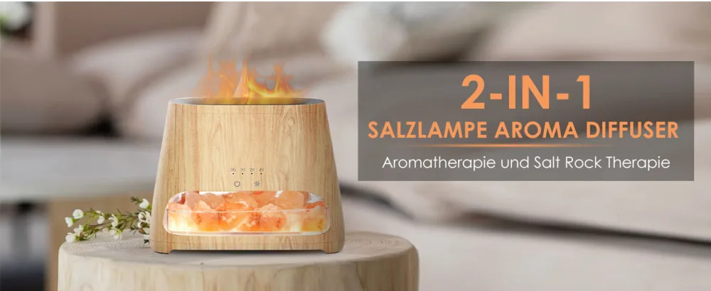 Salking 2-in-1 aroma diffuser & salt range Pakistan light flame effect Diffusor for essential oils diffuser cool fog humidifier with 3-brightness 150ml wood - product information 4