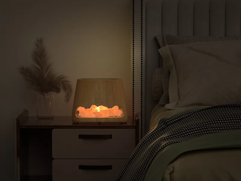 Salking 2-in-1 aroma diffuser & salt range Pakistan light flame effect Diffusor for essential oils diffuser cool fog humidifier with 3-brightness 150ml wood - product information 6
