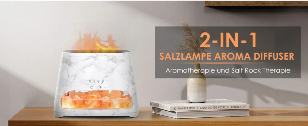 Salking 2-in-1 aroma diffuser & salt range Pakistan light flame effect diffuser for essential oils diffuser cool fog humidifier with 3-brightness 150ml marble - product information 4