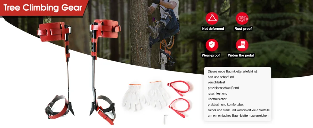 Lfhelper tree climbing equipment cowhide design climbing trees artifact climbing spike set 150kg/330lb tree crampons tree climbing tools widened and thickened for forest camping fruit picking - product information 1