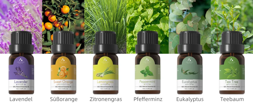 Asakuki 300ml aroma diffuser with 6 * 10ml essential oils set essential oil diffuse ultrasound air humidifier for home office 15 color LED with 4 timer setting with oils - Diffuser für Ätherische Öle