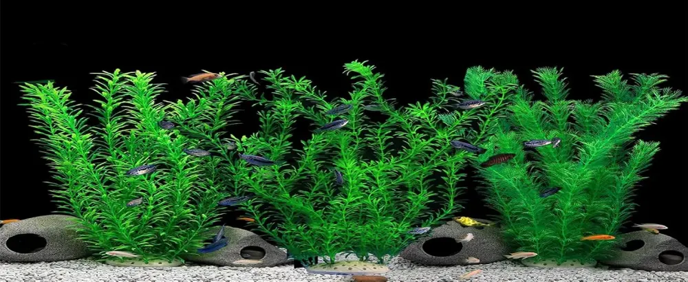 Ctpeng 23 pieces artificial aquarium plants aquarium decoration plastic plants decoration for aquarium (green and white) - 55×10×8cm