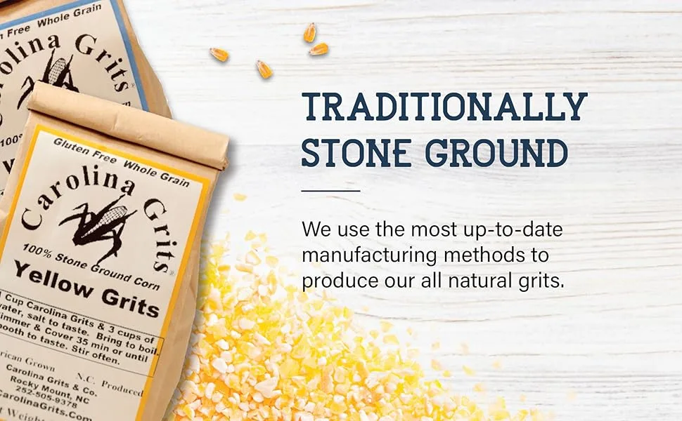 Carolina Grits Company Traditionally Stone Ground Carolina Grits Whole Grain and Gluten Free (White 1 Pack (16 ounces)) - traditionally stone ground