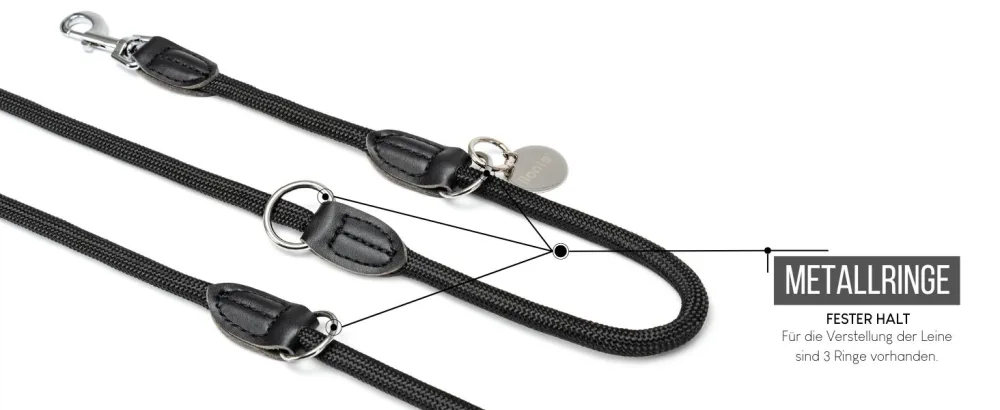 lionto Adjustable Dog Leash Multifunctional Leash Double Leash Shoulder Leash Robust Weatherproof Length 200 cm Blue Blue Medium - Leine aus Nylon