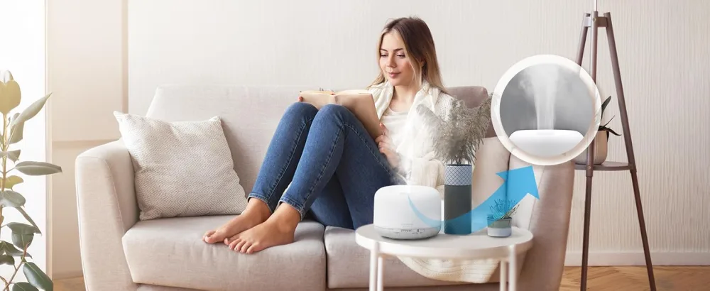 Asakuki 500ml aroma diffuser ultrasound aromatherapy diffuser for essential oils humidifier with timer automatic shutdown when waterless condition and 7 types LED light colors white - DIFFUSER