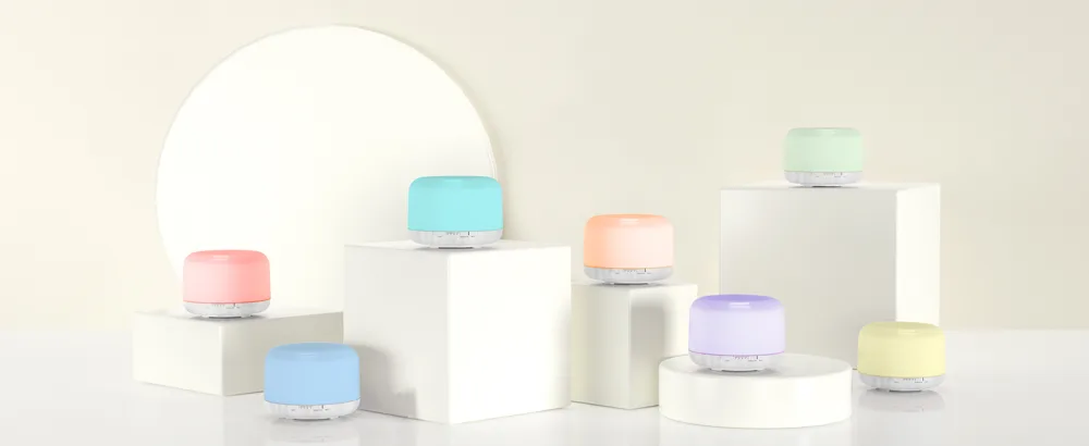Asakuki 500ml aroma diffuser ultrasound aromatherapy diffuser for essential oils humidifier with timer automatic shutdown when waterless condition and 7 types LED light colors white - DIFFUSER