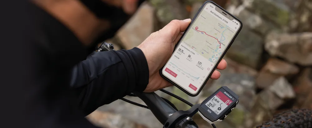 Sigma Sport Rox 11.1 Evo Black |Bicycle computer wirelessly GPS & navigation including GPS bracket |Outdoor GPS navigation with smart variety of functions - ROX-11-Premium-slider-Search-Go_1464x600_EN