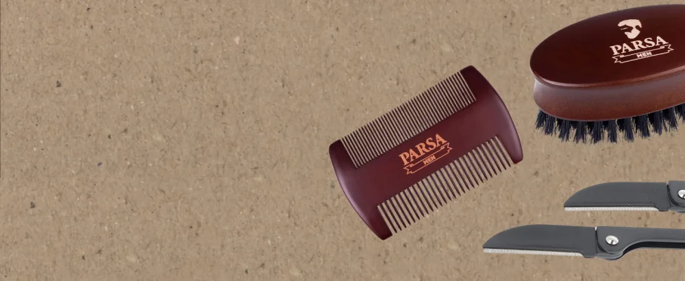 PARSA Men Beard Care Set Scissors and Comb For Full Beards and Mustaches 2-piece the perfect gift for him - bartzubehör