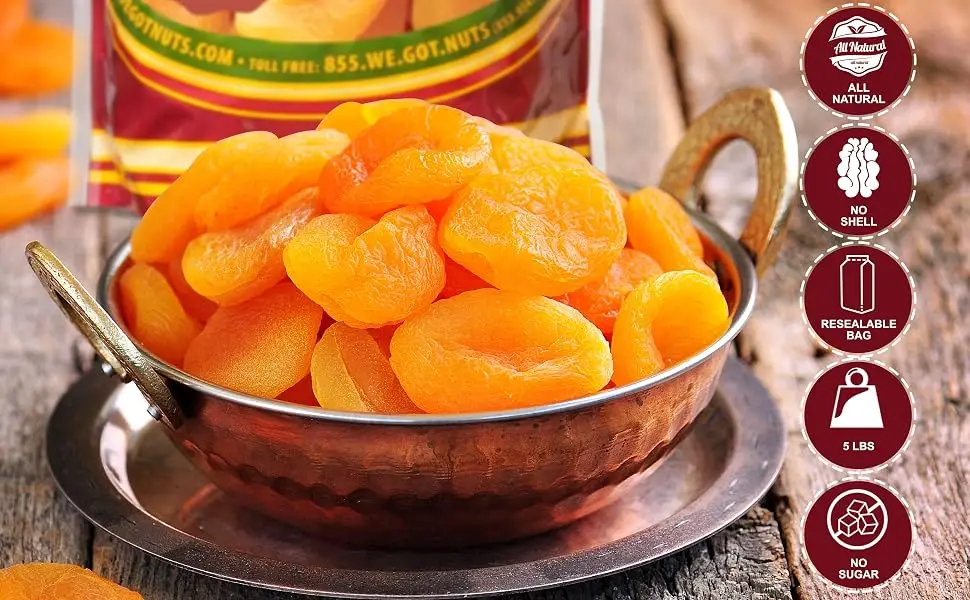 We Got Nuts Dried Turkish Apricots in Resalable Bag 2 Lbs (2lb) - Header1