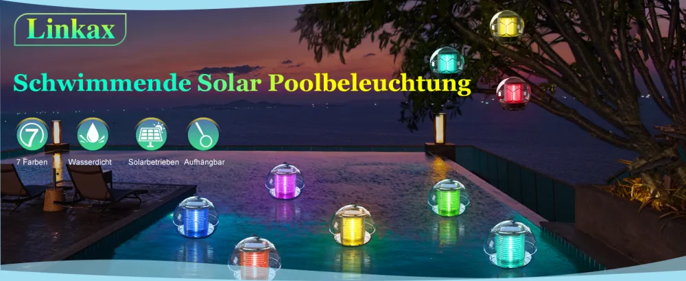 Linkax solar pool lighting floating lamps pond lighting pool accessories pool light water light solar lamp decoration for pool pond garden tree flowers (4 pieces) - Solar Schwimmkugel