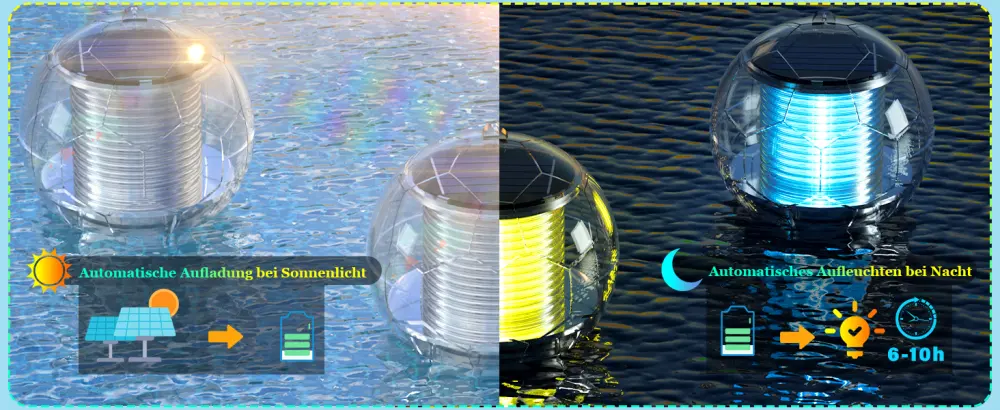 Linkax solar pool lighting floating lamps pond lighting pool accessories pool light water light solar lamp decoration for pool pond garden tree flowers (4 pieces) - Solar Schwimmkugel