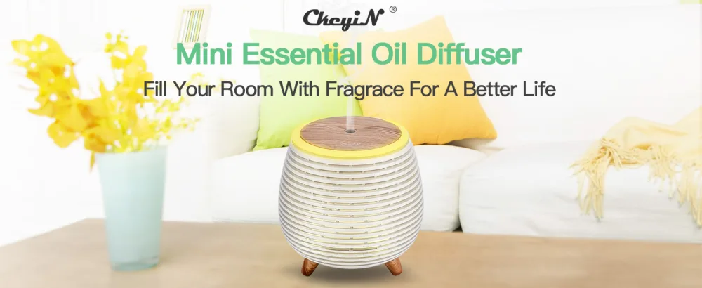 CCKeyin aroma diffuser 90ml mini essential oil atomizer humidifier with adjustable fog mode waterless automatic switch -off diffuser with 7 color change LED white - Aroma Diffusor