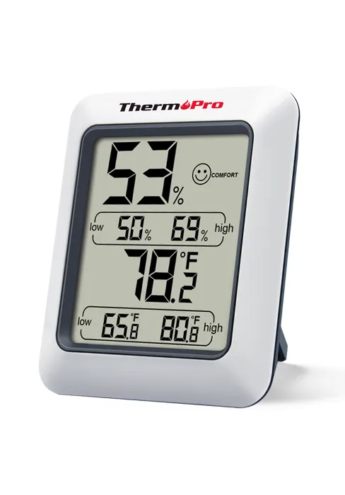 ThermoPro TP49 Digital Mini Thermo-Hygrometer Thermometer Hygrometer Inside temperature and humidity measuring device with smiley indicator for greenhouse living room white - raumthermometer zimmerthermometer hygrometer digital thermometer hygrometer digital