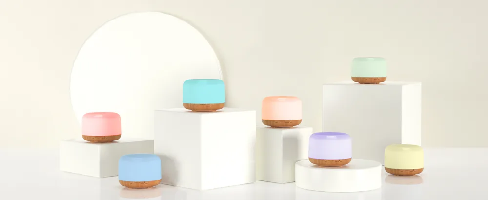 Asakuki 500ml aroma diffuser ultrasound aromatherapy diffuser for essential oils humidifier with timer automatic shutdown when waterless condition and 7 types LED light colors A-yellow - DIFFUSER