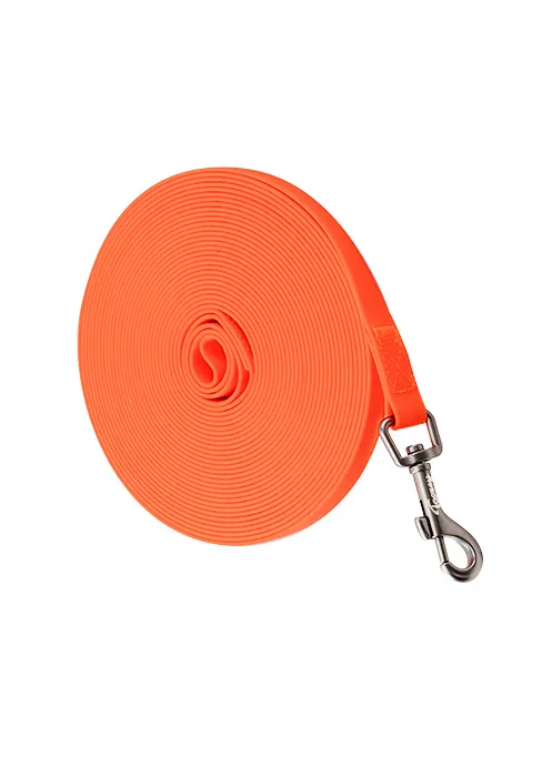 Toozey drag line for dogs 15m rubberized dog leash for small to large dogs with hand loop and storage bag - black (width 2.5cm) - product information 1