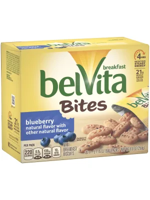 belVita Breakfast Biscuit Bites Blueberry Flavor 6 Boxes (5 Packs Per Box) - image