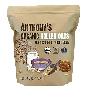 Anthonys' Organic Rolled Oats 3 lb Gluten Free Non GMO Old Fashioned Whole Grain - product information 2