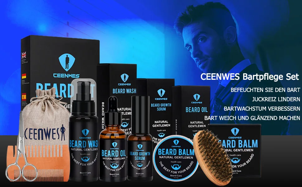 Bart care set gifts 9-part for beard care set men with free beard shampoo beard oil beard balm beard bare kamm beard brewing bartscher beard care men beard waternity bare set - product information 2
