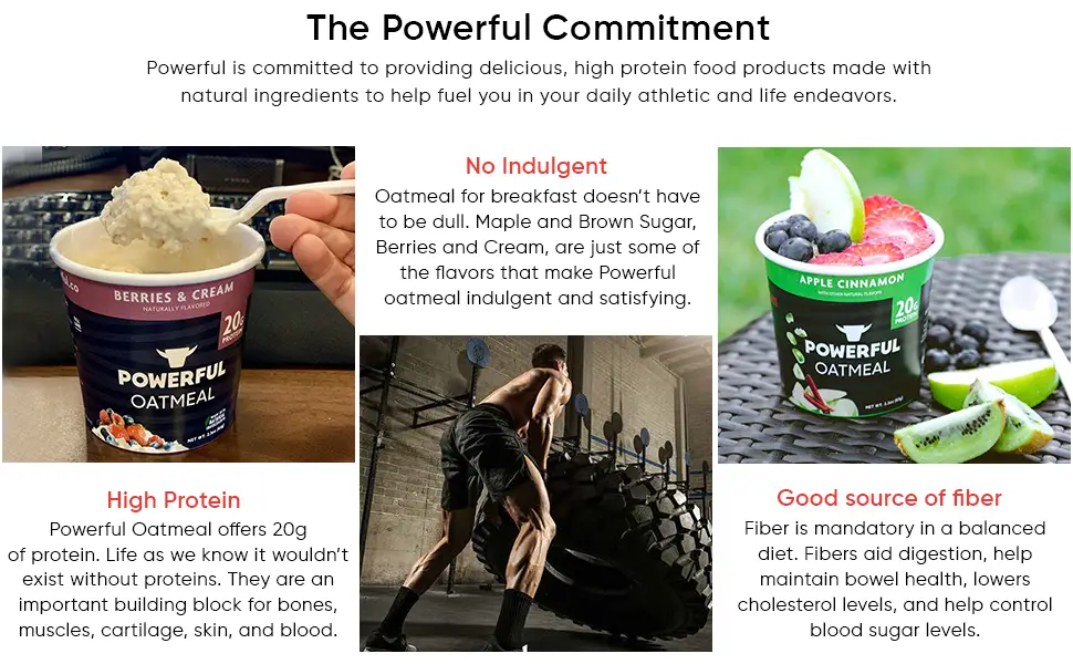 POWERFUL Instant Oatmeal Cup 20g Protein Kosher Low Sugar (Apple Cinnamon 6 Pack) - section 2