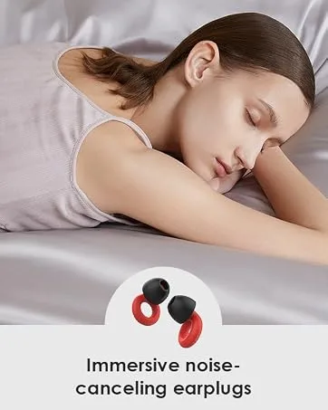 Reusable earplugs for noise reduction soft earplugs for sleeping hearing protection suitable for traveling work sleep train plane office (red black) - product information 5