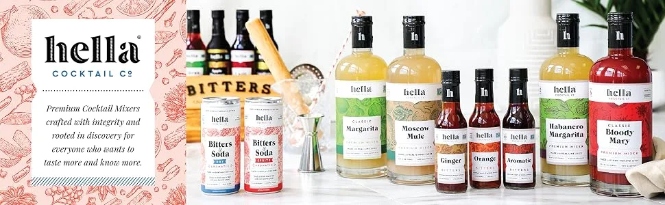 Hella Cocktail Co. Aromatic Bitters (5 Fl Oz) - Craft Cocktail Bitters for Classic Old Fashioned and Manhattan Cocktails - banner - updated