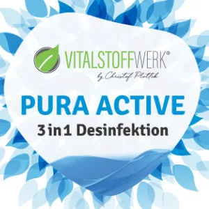 Pura Active hand disinfectant and surface disinfectant without alcohol disinfectant spray 500 ml VITALSTOFFWERK  - Pura Active Label Logo