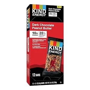 KIND Energy Bar Dark Chocolate Peanut Butter Gluten Free Low Glycemic Index 2.1 Oz 12 Count - product information 2