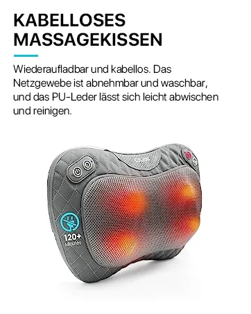 Alljoy wireless neck massager with with a heat function Shiatsu massage device for neck back shoulder 3D-rotating portable shoulder massage device with adjustable strap gifts gray-4d - product information 10