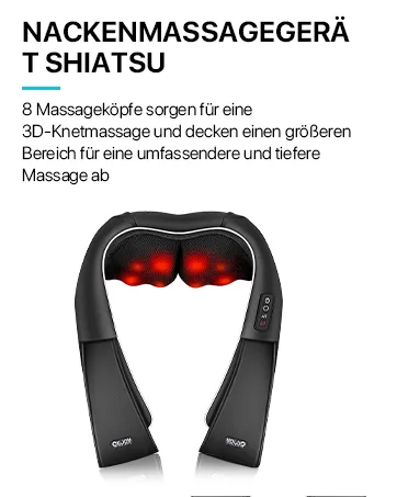 Wireless neck massage device with heat function AllJOy Shiatsu Massageger with 3D-rotating portable shoulder massage device with adjustable straps gifts gray - product information 7