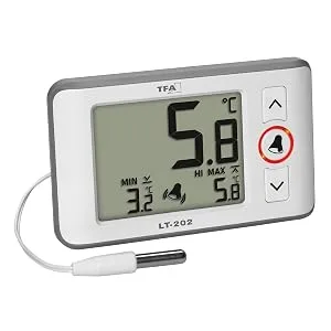 TFA Dostmann digital professional thermometer with waterproof cable sensors LT202 30.1052 permanent display of the max. - 30.1052.02 tfa dostmann profi thermometer mit wasserdichten Kabelfühler