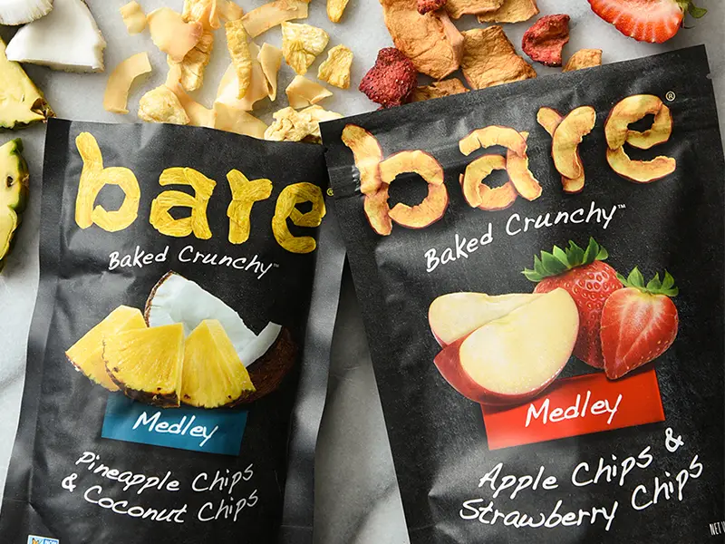 Bare Baked Crunchy Medleys Pineapple Coconut 0.53oz Snack Bags Pack of 12 - bare medleys