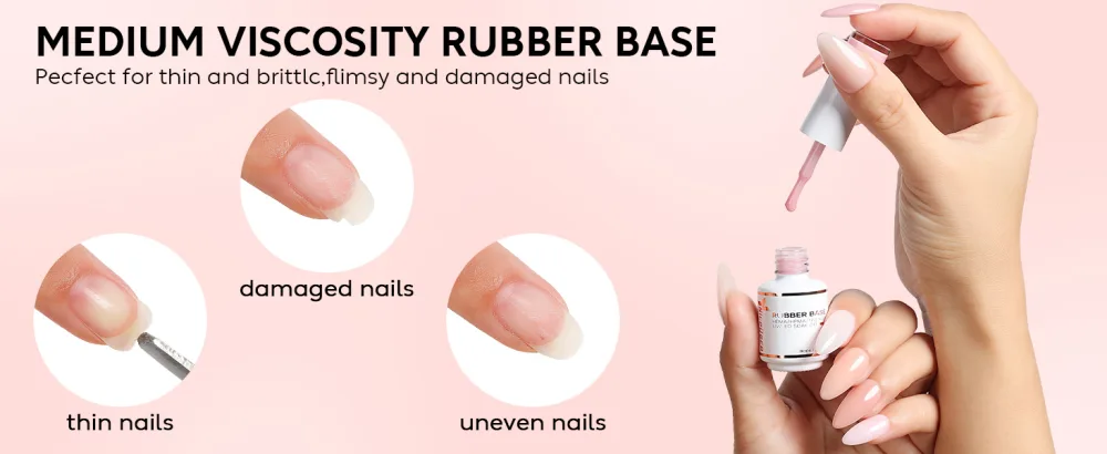 Nicedeco Rubber Base Set 8ml 6 Colors Rubber Base Gel HEMA Free Rubber Gel Nails Soak Off Gel Set 6-36 SET6-36 - product information 26
