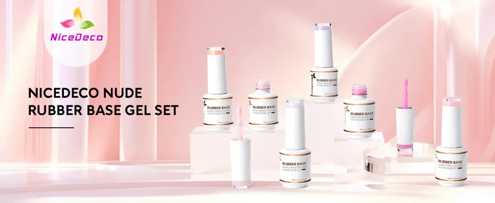 Nicedeco Rubber Base Set 8ml 6 Colors Rubber Base Gel HEMA Free Rubber Gel Nails Soak Off Gel Set 6-38 SET6-38 - product information 23