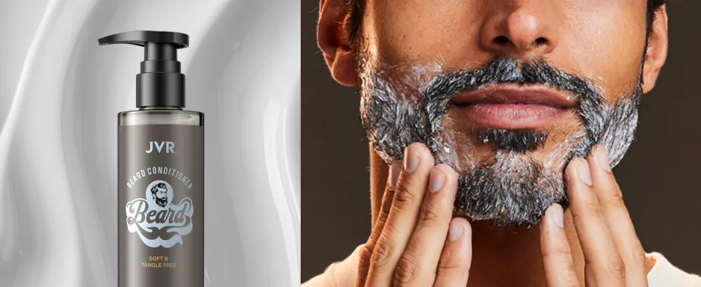Bartshampoo for men 3 in 1 beard care set JVR Premium Beard Wash Cleaning smoothing & moistening Bart Gift with Bart Shampoo & Conditioner Set 2x200ML Bart Massage Burst (Schwarz1) - Beard Conditioner