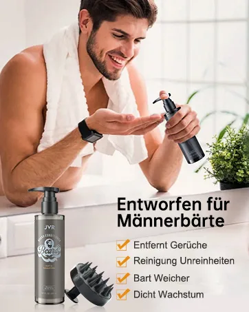 Bartshampoo for men 3 in 1 beard care set JVR Premium Beard Wash Cleaning smoothing & moistening Bart Gift with Bart Shampoo & Conditioner Set 2x200ML Bart Massage Burst (Schwarz1) - product information 4