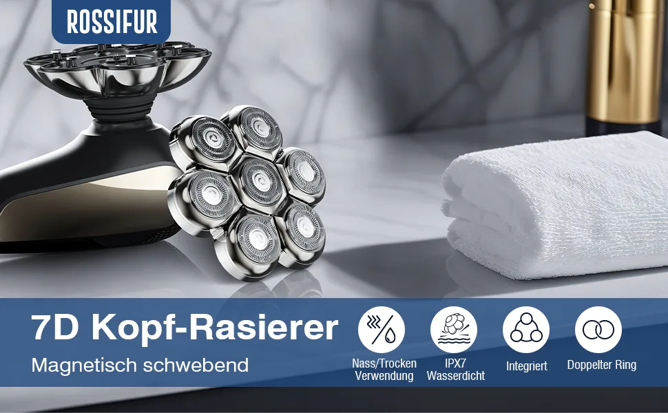 Rossifur 7d electrical shaving head 7 heads replacement rasier head blade for bald shavers men electrical wet and dry cheese heads for head razors - 7D Elektrisch Rasierkopf