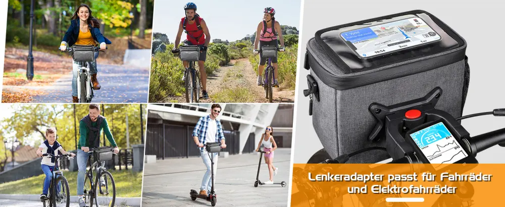 GXCROR handlebar bag bicycle 5.5L with touchscreen bicycle bag mobile phone holder bicycle waterproof for all mobile phones - Breitere Anwendung