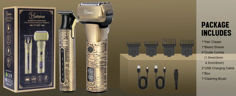 Hatard foil razor Electrorasiser Men Razen T-shaped trimmer beard trimmer Bartschneider hair cutter LED display waterproof - Hatteker Rasiererset